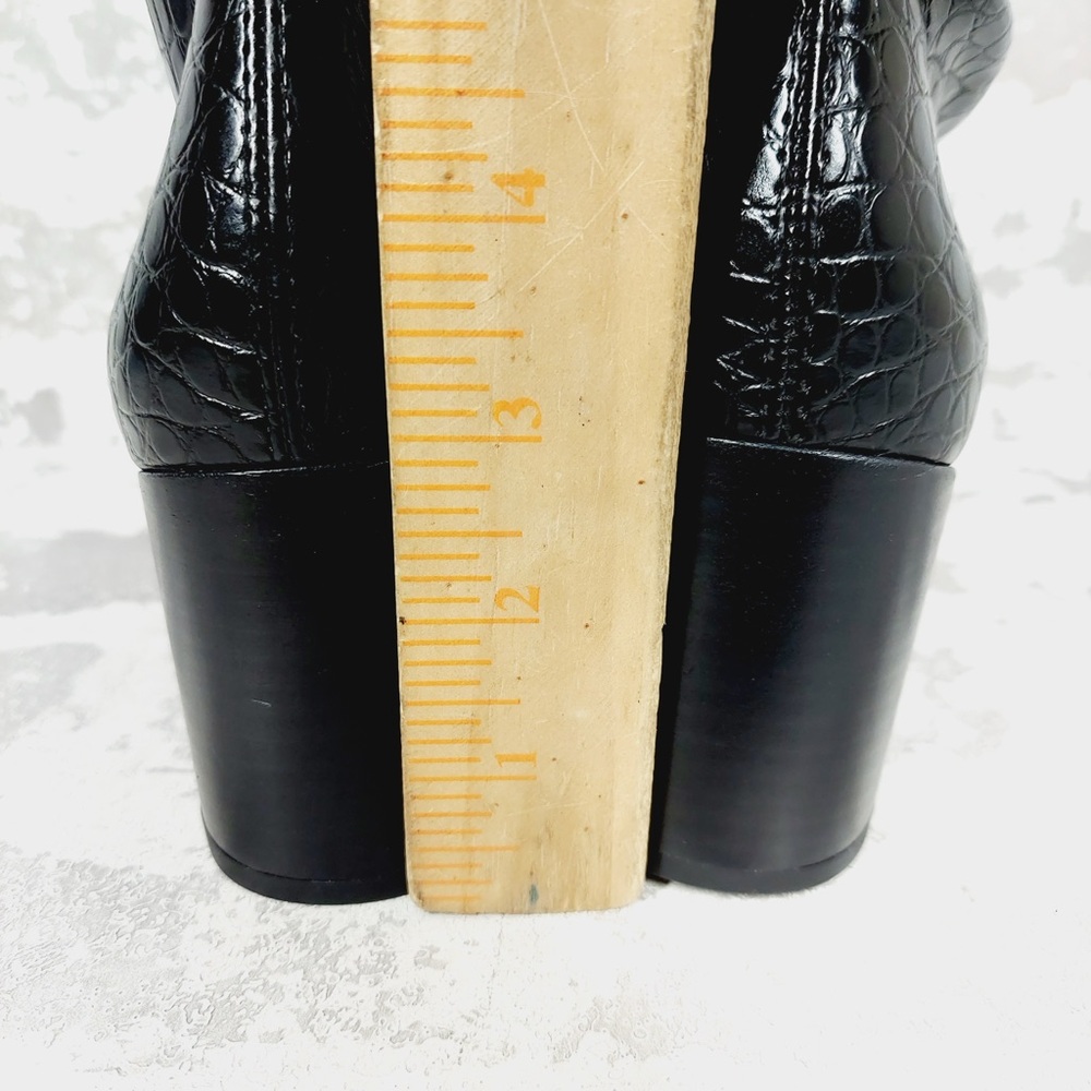 NEW Franco Sarto Talfer Knee High Faux Leather Black Croc Boots T541 - Picture 7 of 12